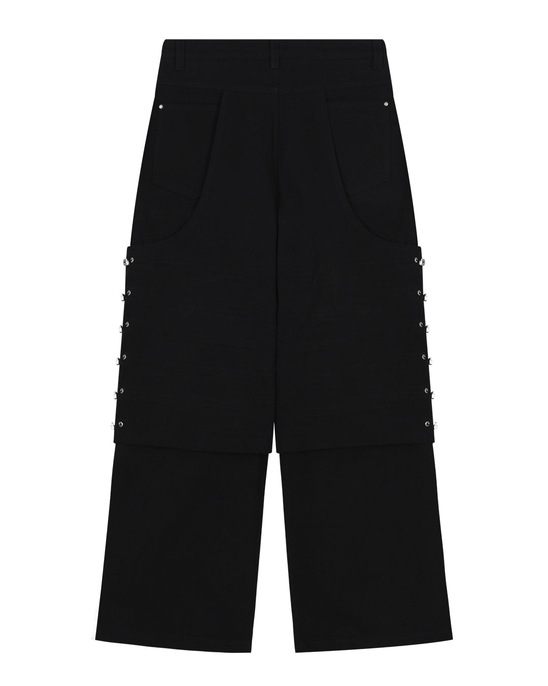 Flare Variant Layered Wide Cotton Pants_Black