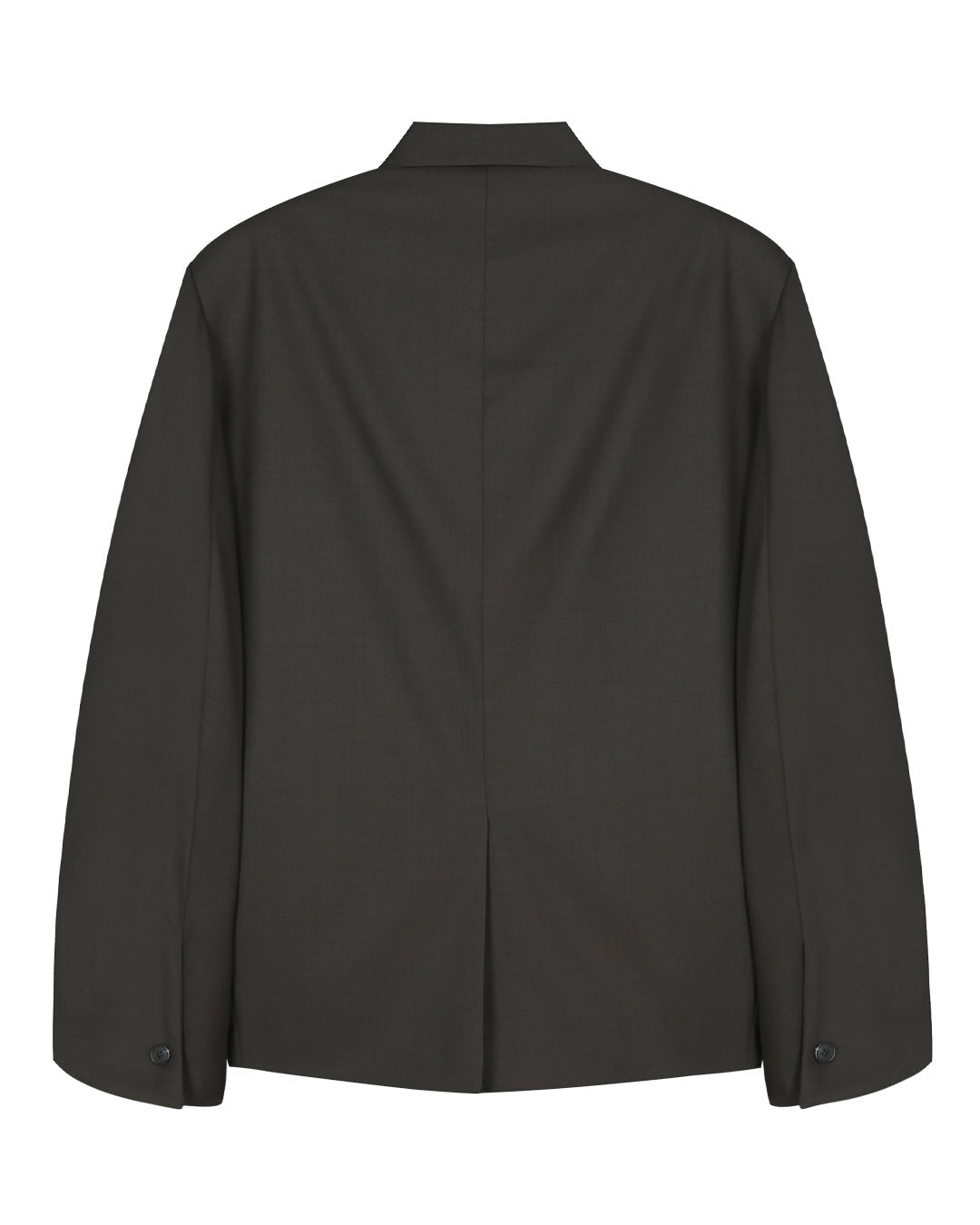 Leather Reveal Sleeve Wool Blazer_Khaki Brown