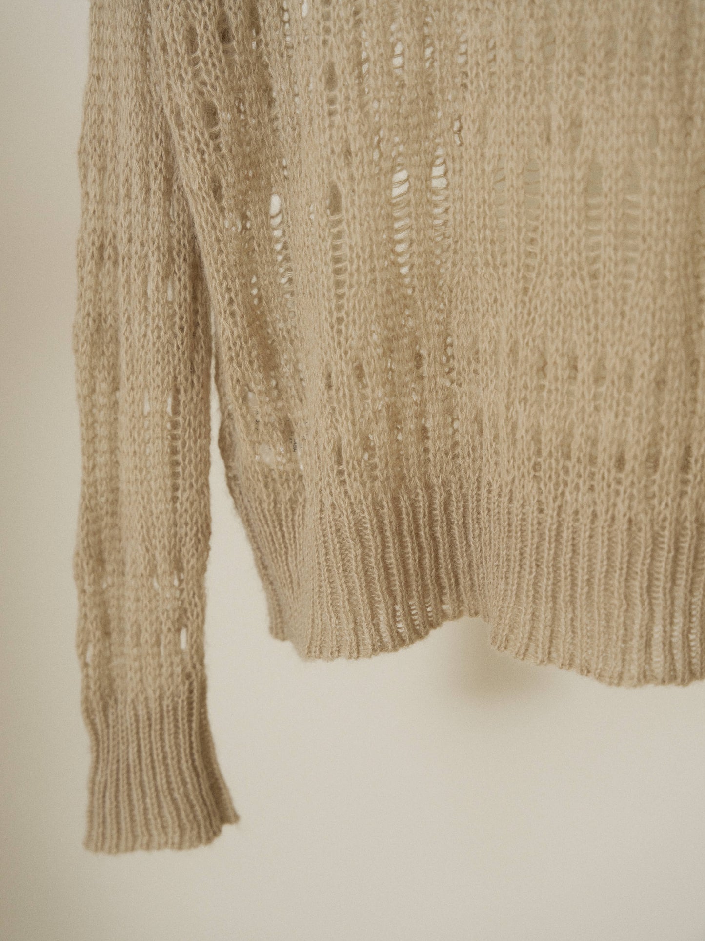 Mohair Punching Pullover-Ivory