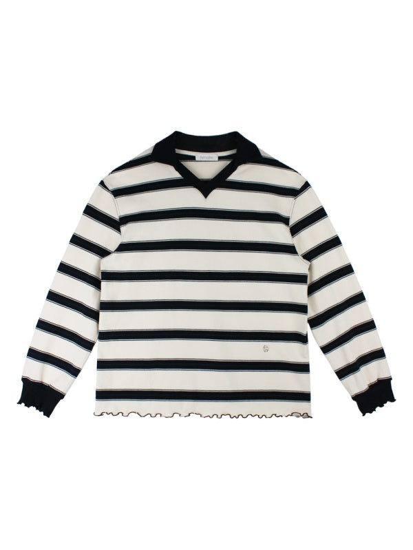 【HER&SHE 2025AW】Frill Striped Long Sleeve