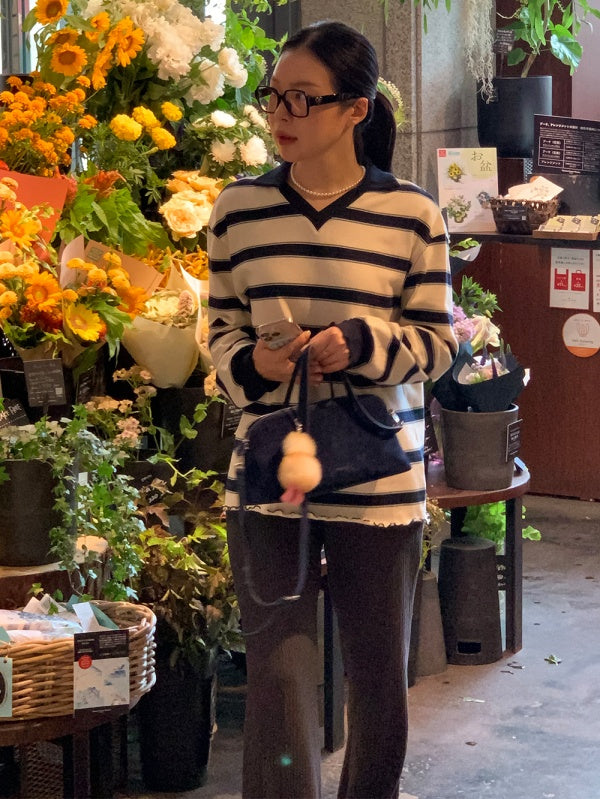 【HER&SHE 2025AW】Frill Striped Long Sleeve