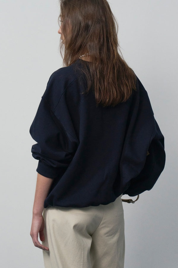 【HER&SHE 2025AW】Leather Mix Embroidered Sweatshirt