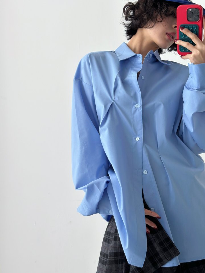 Bar-Tack Pleat Oversize Shirt