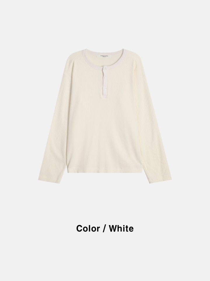 Viscose Rib Henley Long Sleeve