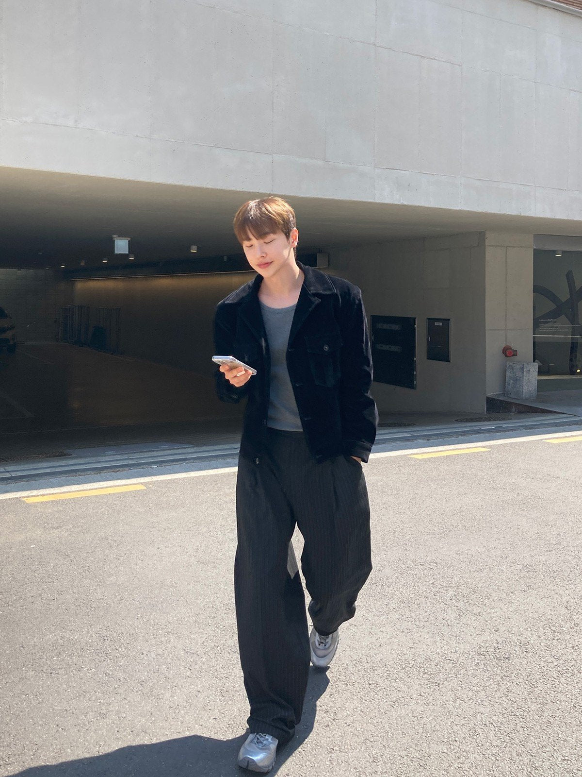 Pinstripe Two-Tuck Wide Slacks