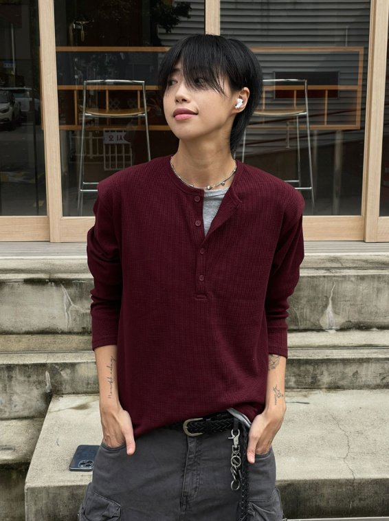 Layered Henryneck T-shirt