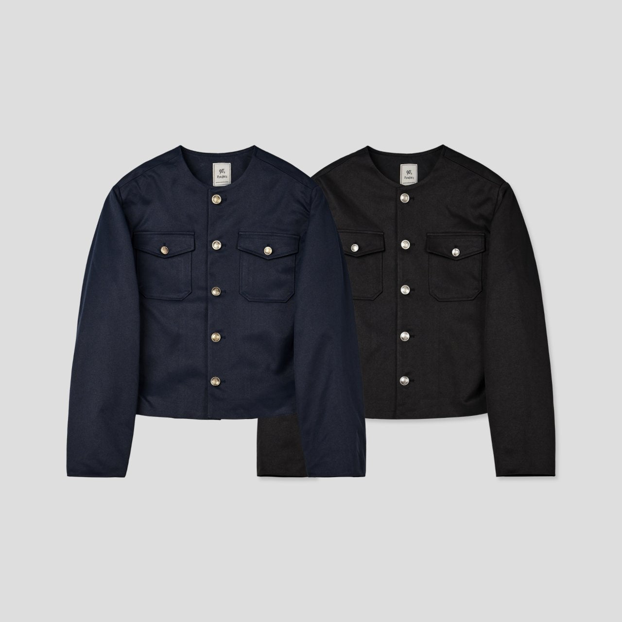 Silver Button Round-Neck Jacket