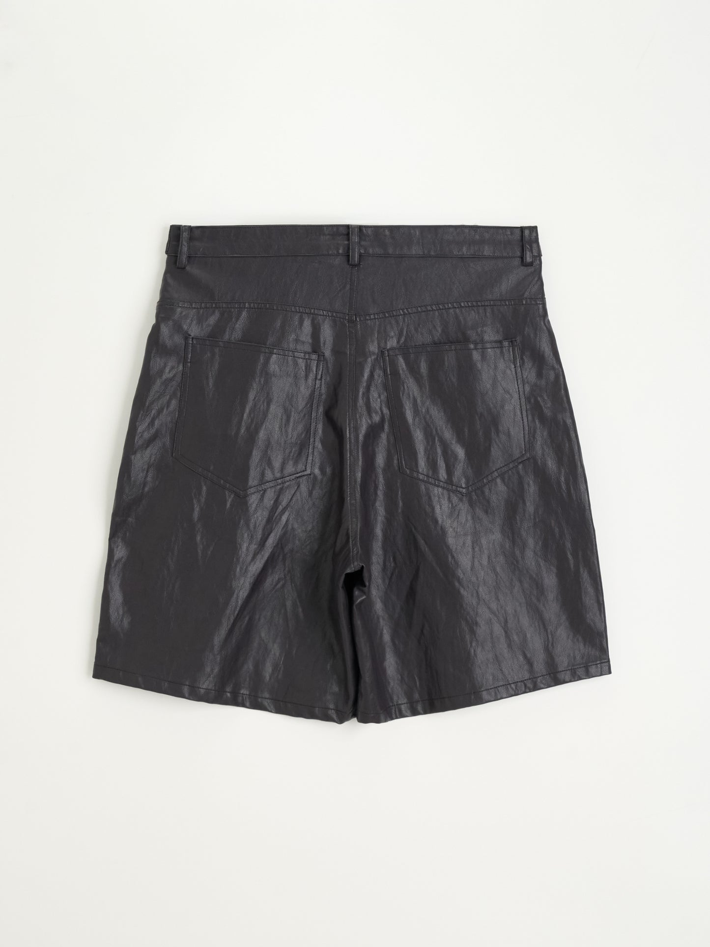 【MAGJAY 2025AW】Fake Leather Half Pants - Dark Brown