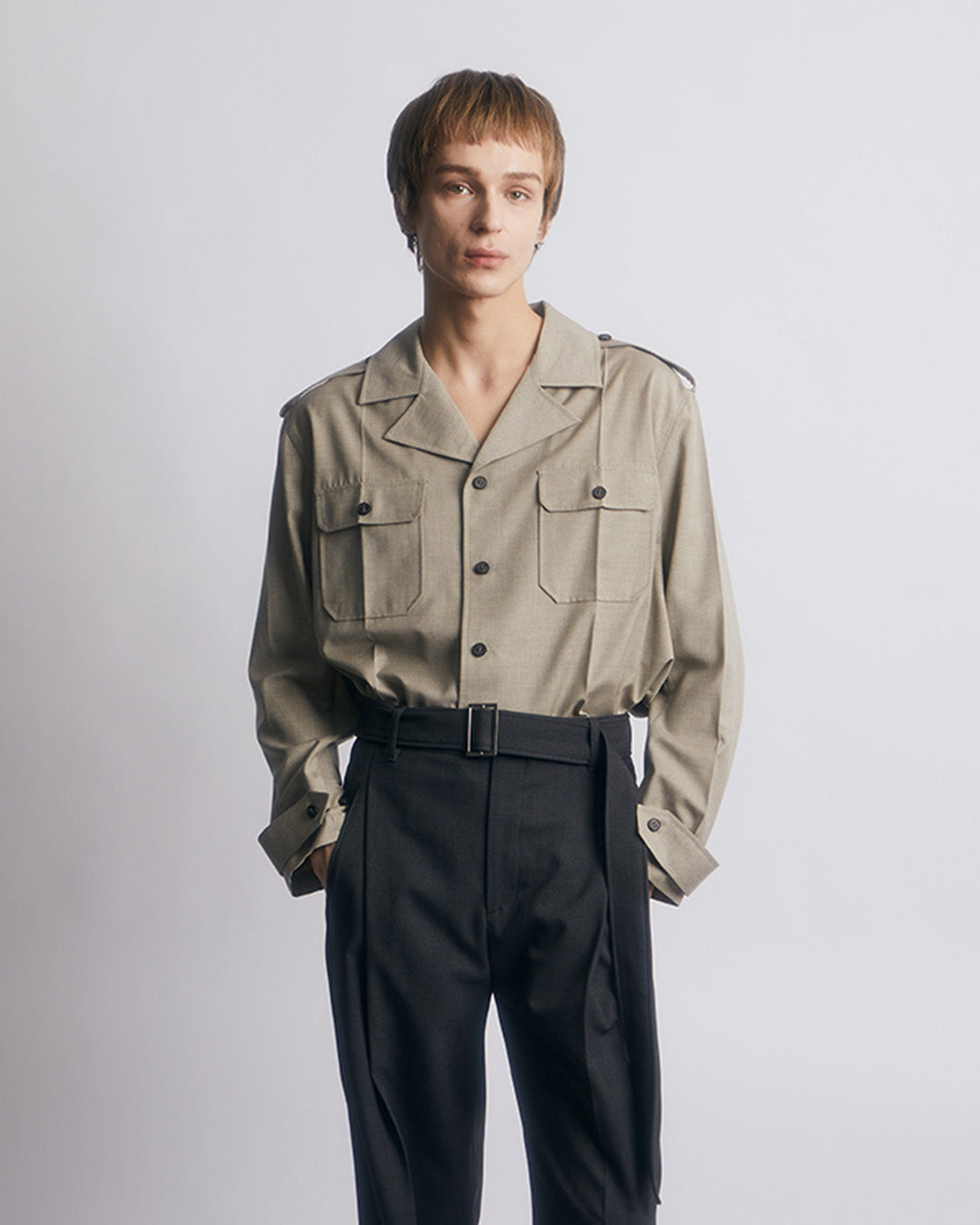 WOOL-BLEND HERITAGE UTILITY SHIRTS LIGHT -BEIGE