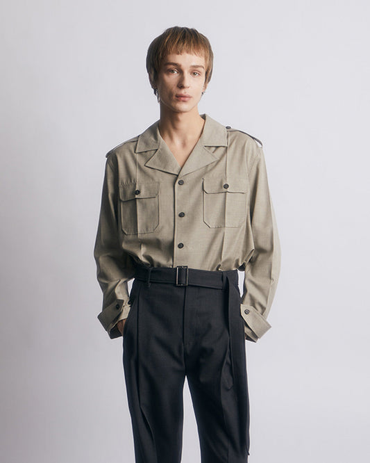 WOOL-BLEND HERITAGE UTILITY SHIRTS LIGHT -BEIGE