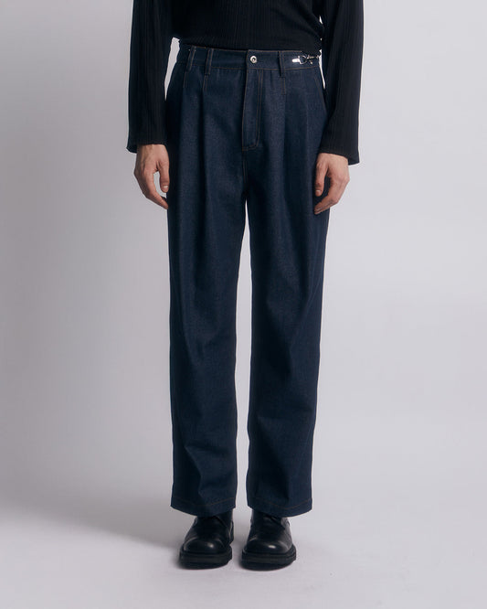 FIREMAN CLASP TWO-TUCK PANTS -BLUE
