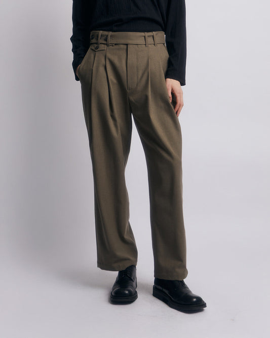 MINI POCKET BELTED TROUSER -KHAKI