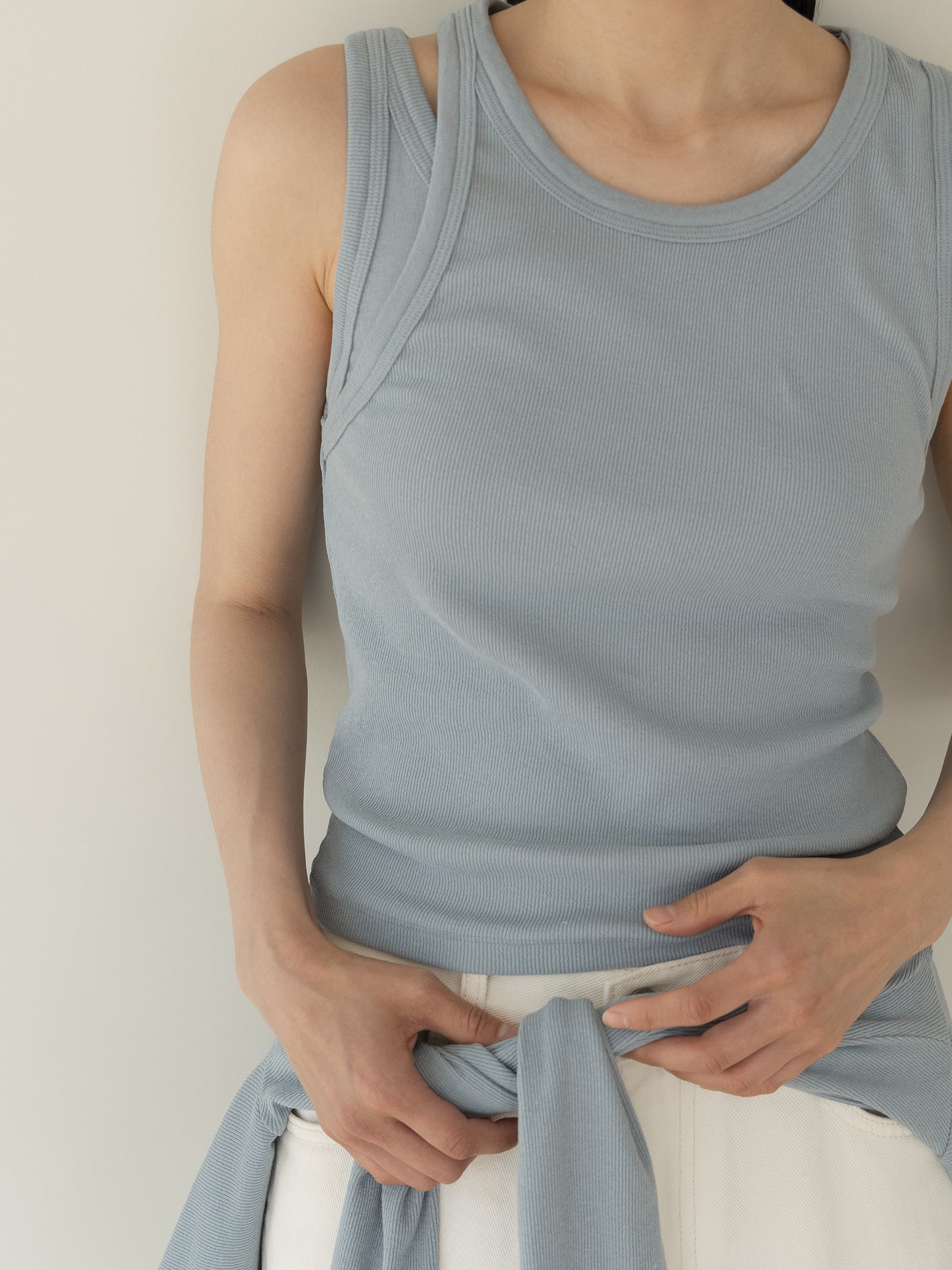 Mei Ribbed Sleeveles-BLUE