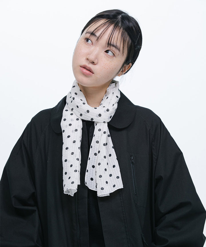 DOT SHEER PATTERN SCARF-WHITE