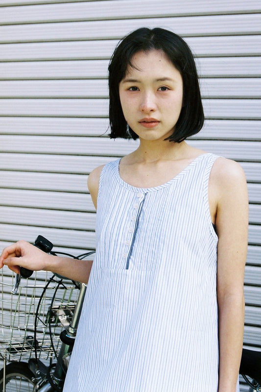 PINTUCK LAYERED MINI DRESS-STRIPE