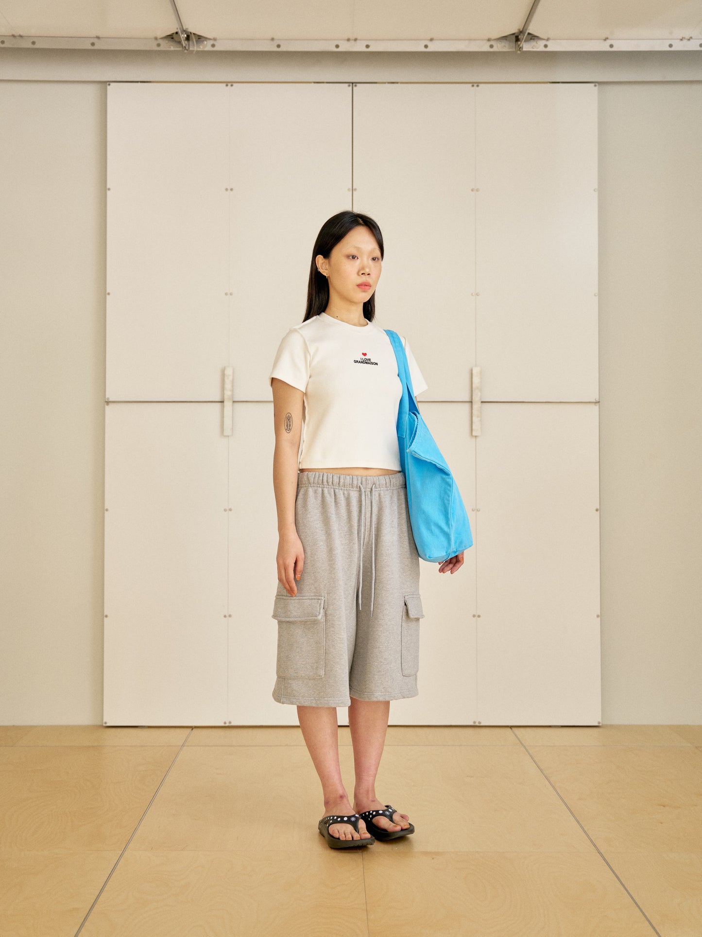 Pigment Lettering Shoulder Bag - Blue