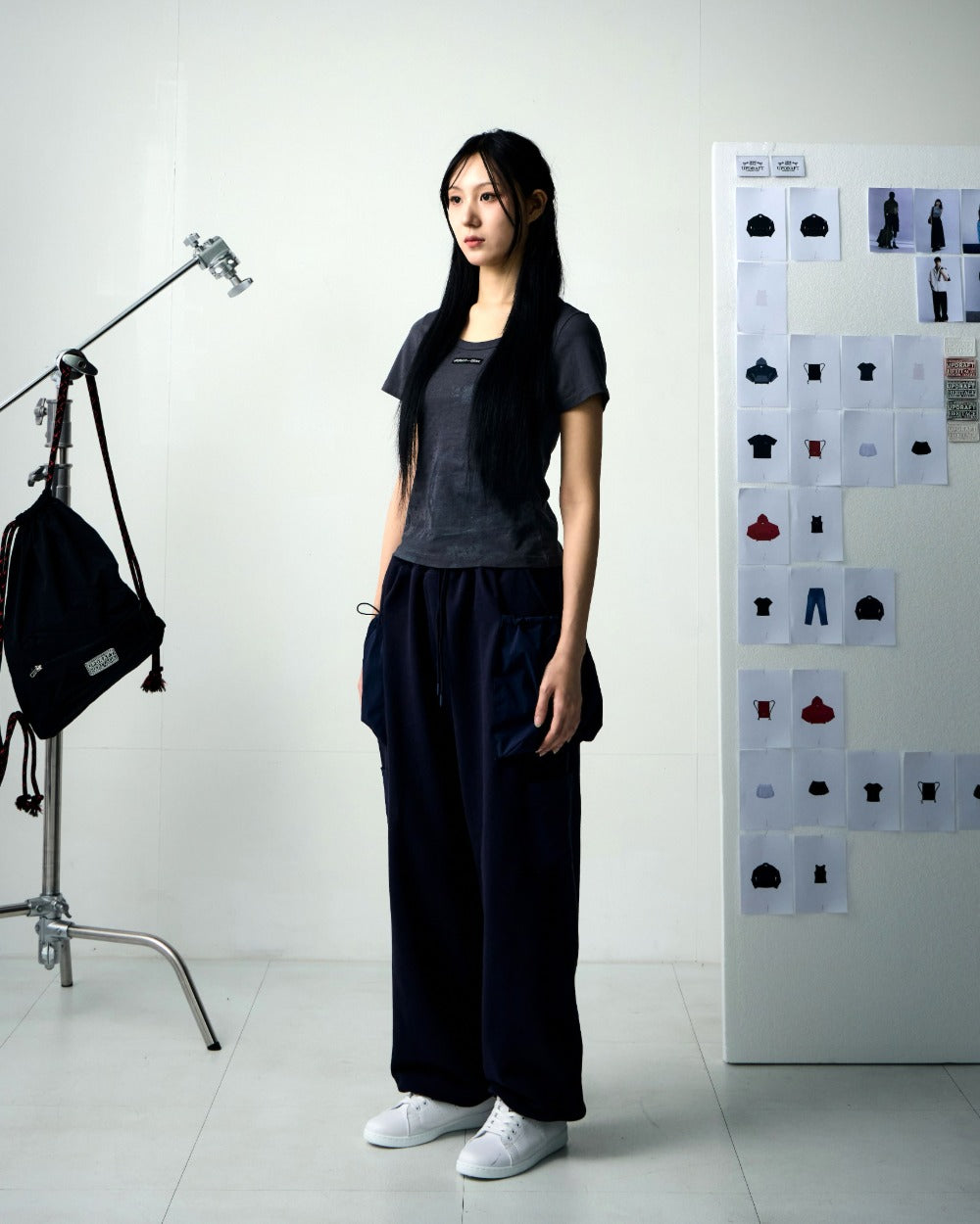 PATCH POCKET COTTON WOMAN SWEAT PANTS -NAVY