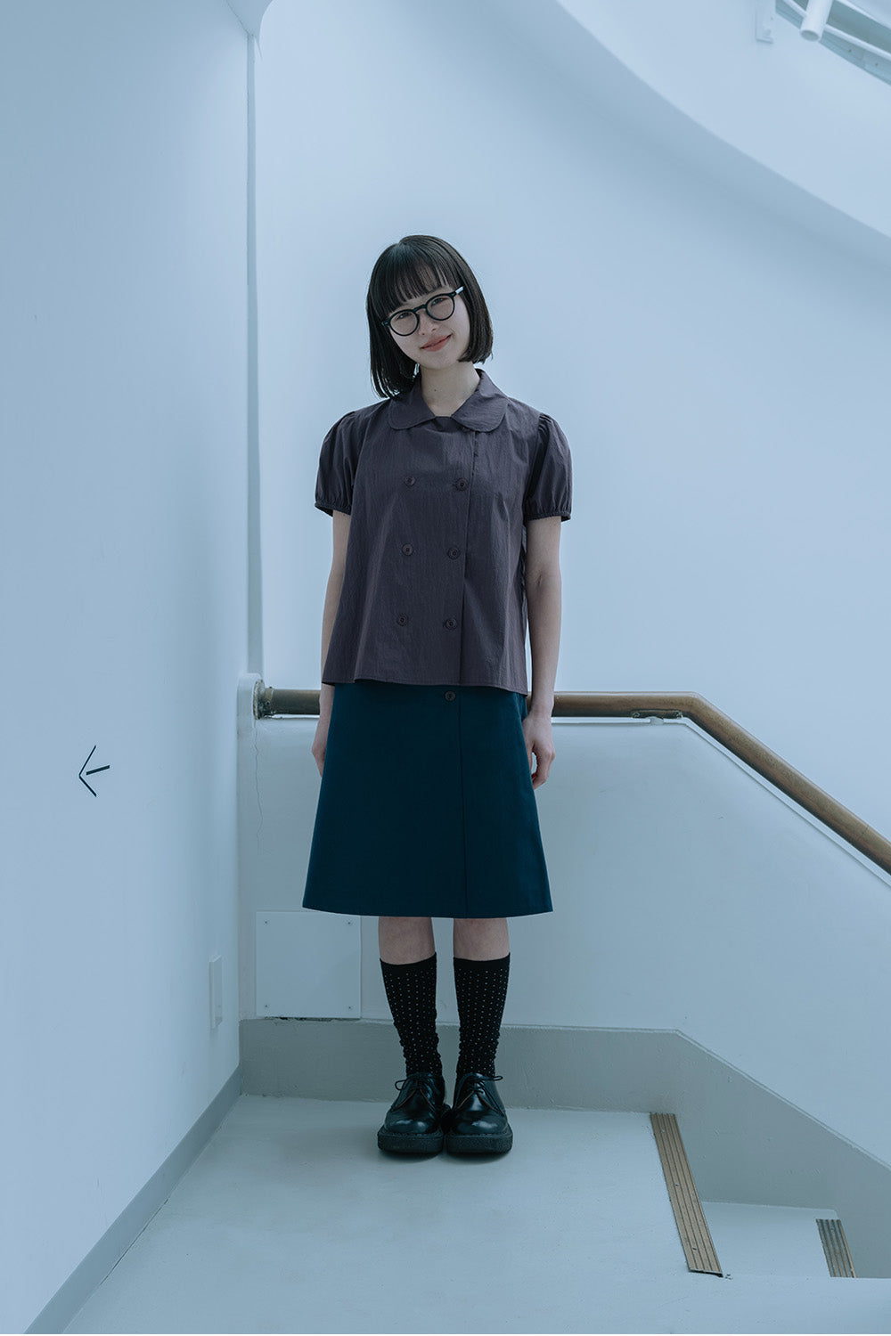 TWO WAY BUTTON SKIRT-NAVY