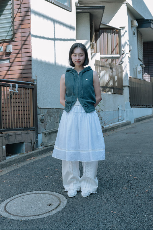 FRILL LAYERED SKIRT-WHITE
