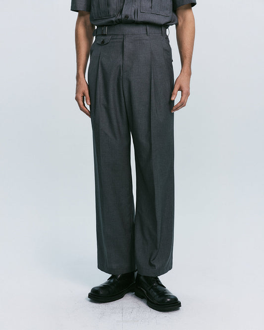 BUCKLE DETAILED GURKHA TROUSER - GREY