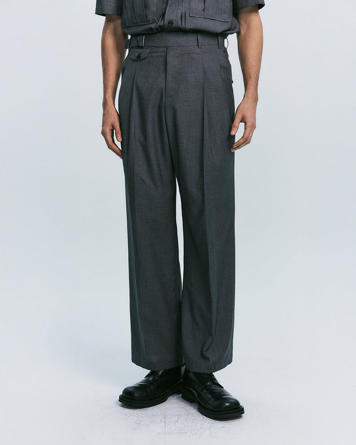 BUCKLE DETAILED GURKHA TROUSER - GREY