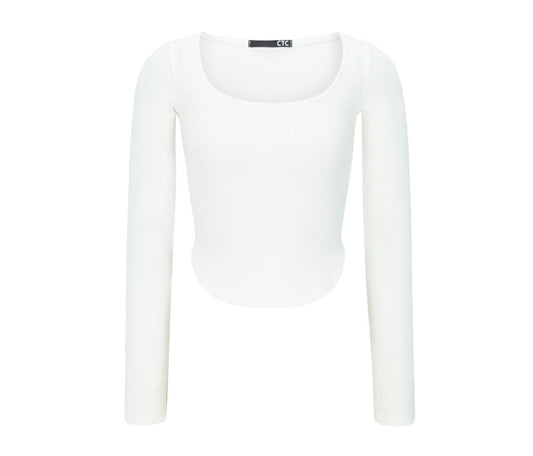 BASIC ROUND NECK LONG SLEEVE -WHITE