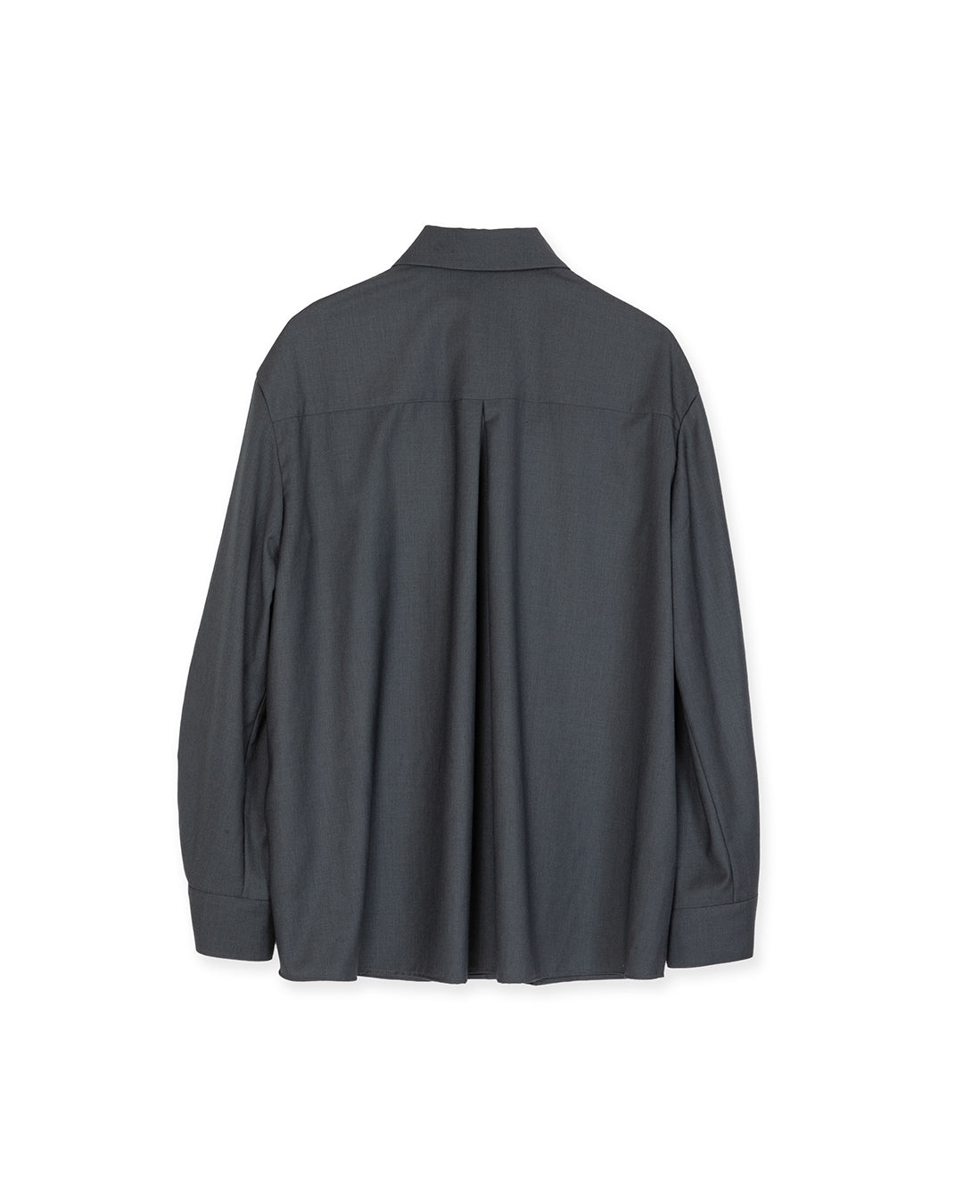 WOOL BLEND INVERTED PLEAT TAILORED SHIRTS -CHARCOAL