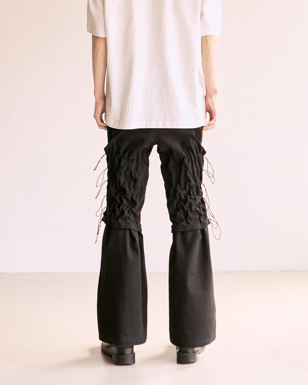 Flare Variant Layered Wide Cotton Pants_Black