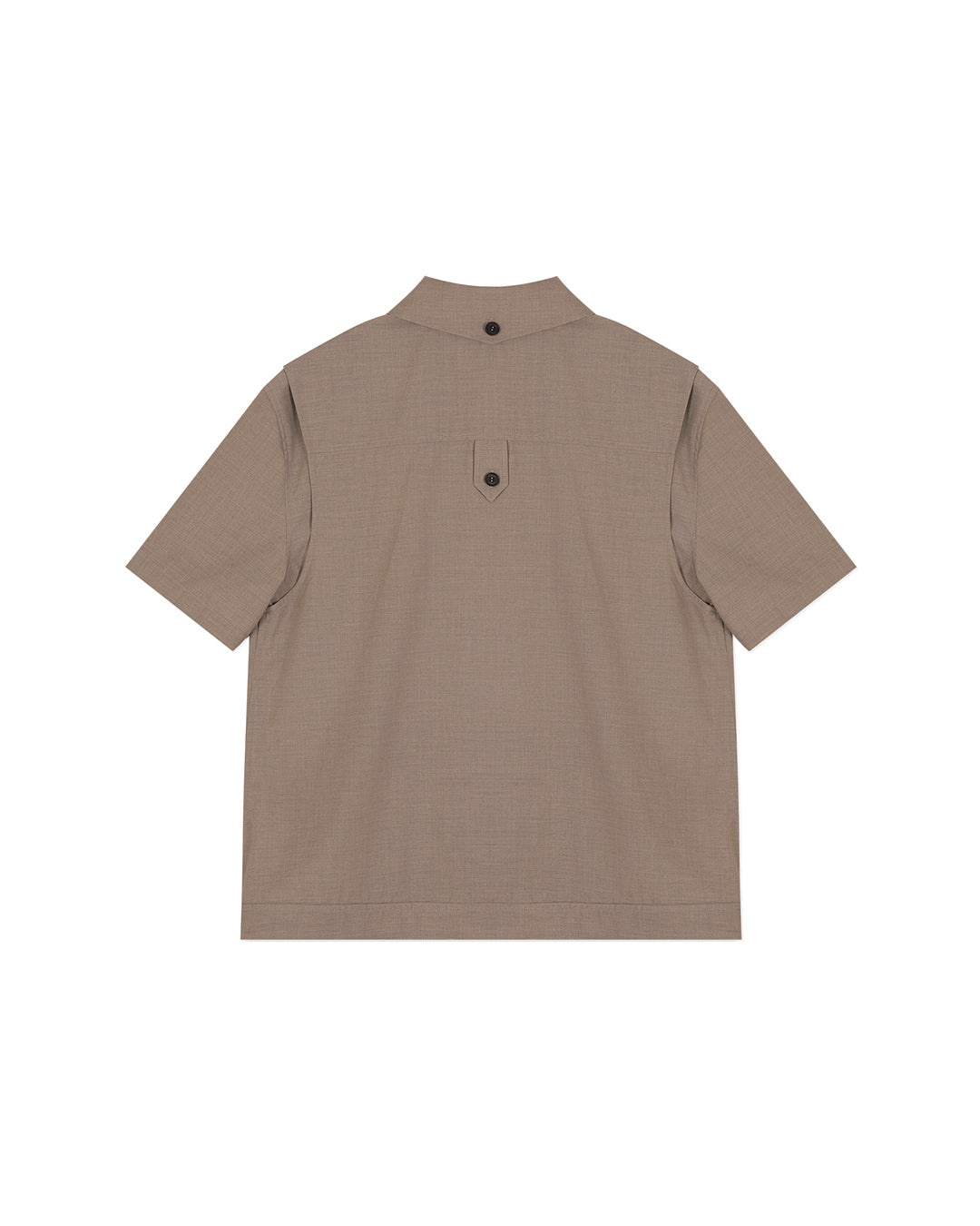 UTILITY PIN-TUCK HALF SLEEVE SHIRTS  BROWN