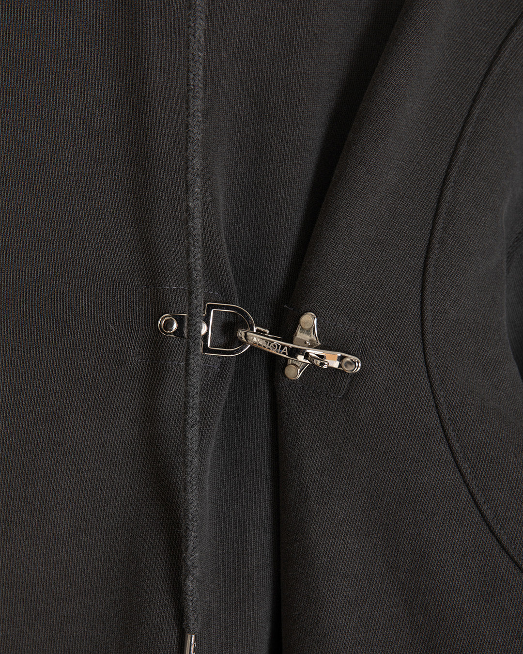 FIREMAN CLASP UNBALANCED HOODIE -GREY