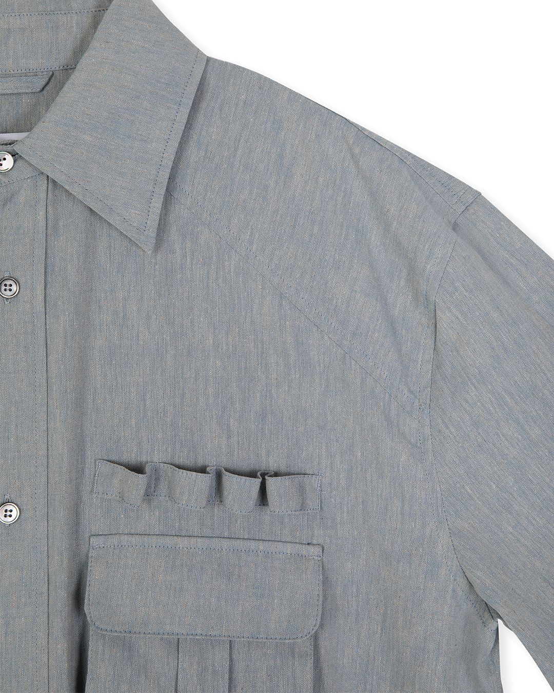 MULTI POCKET UTILITY HALF SLEEVE SHIRTS-BLUE