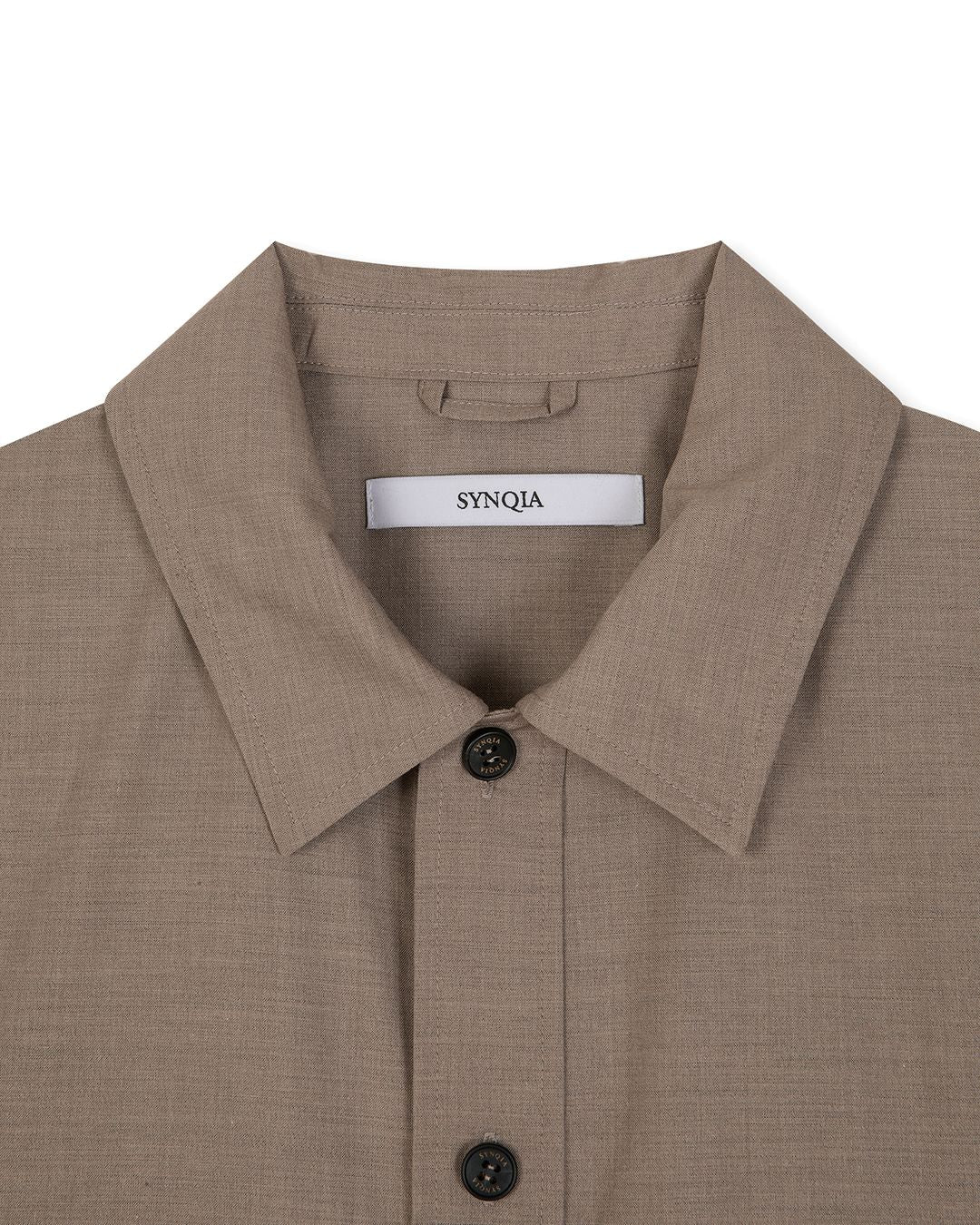 UTILITY PIN-TUCK HALF SLEEVE SHIRTS  BROWN