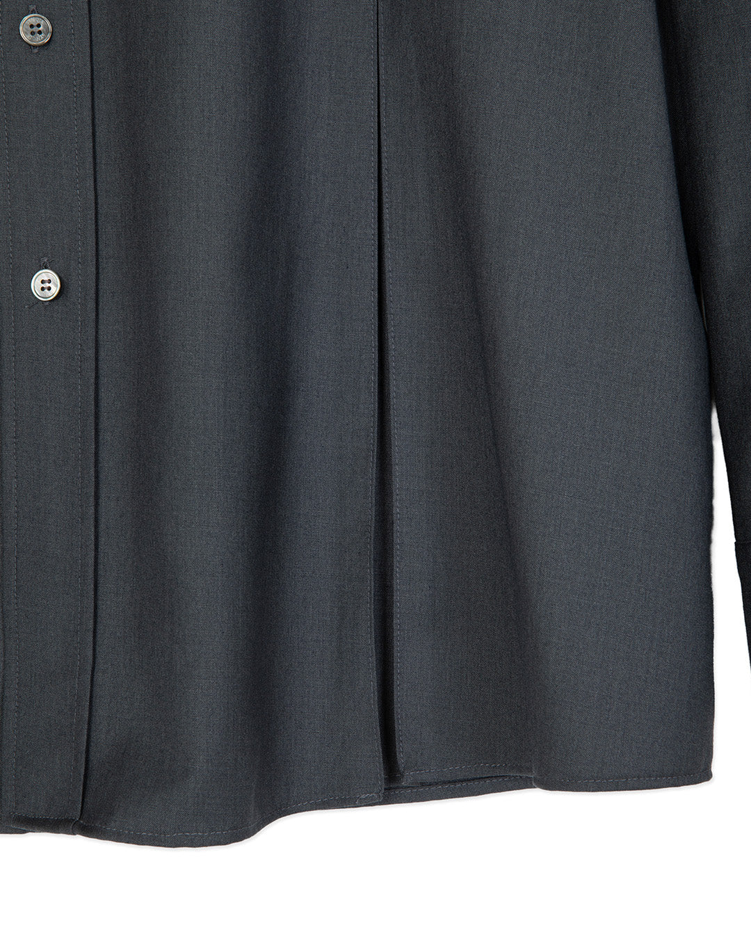 WOOL BLEND INVERTED PLEAT TAILORED SHIRTS -CHARCOAL