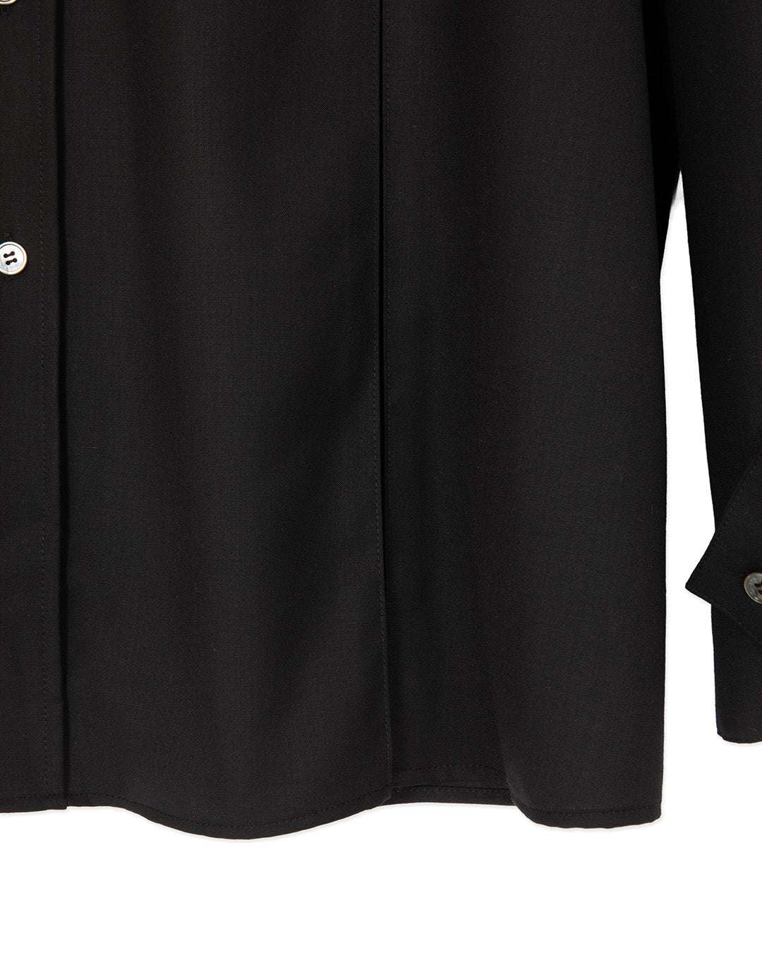 WOOL BLEND INVERTED PLEAT TAILORED SHIRTS-BLACK
