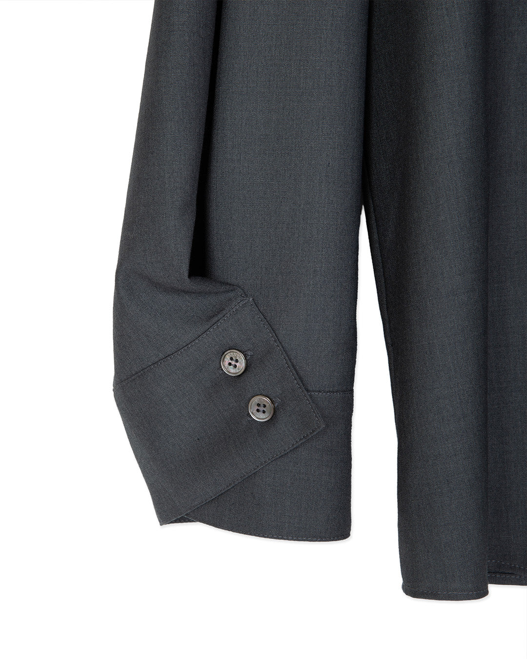 WOOL BLEND INVERTED PLEAT TAILORED SHIRTS -CHARCOAL