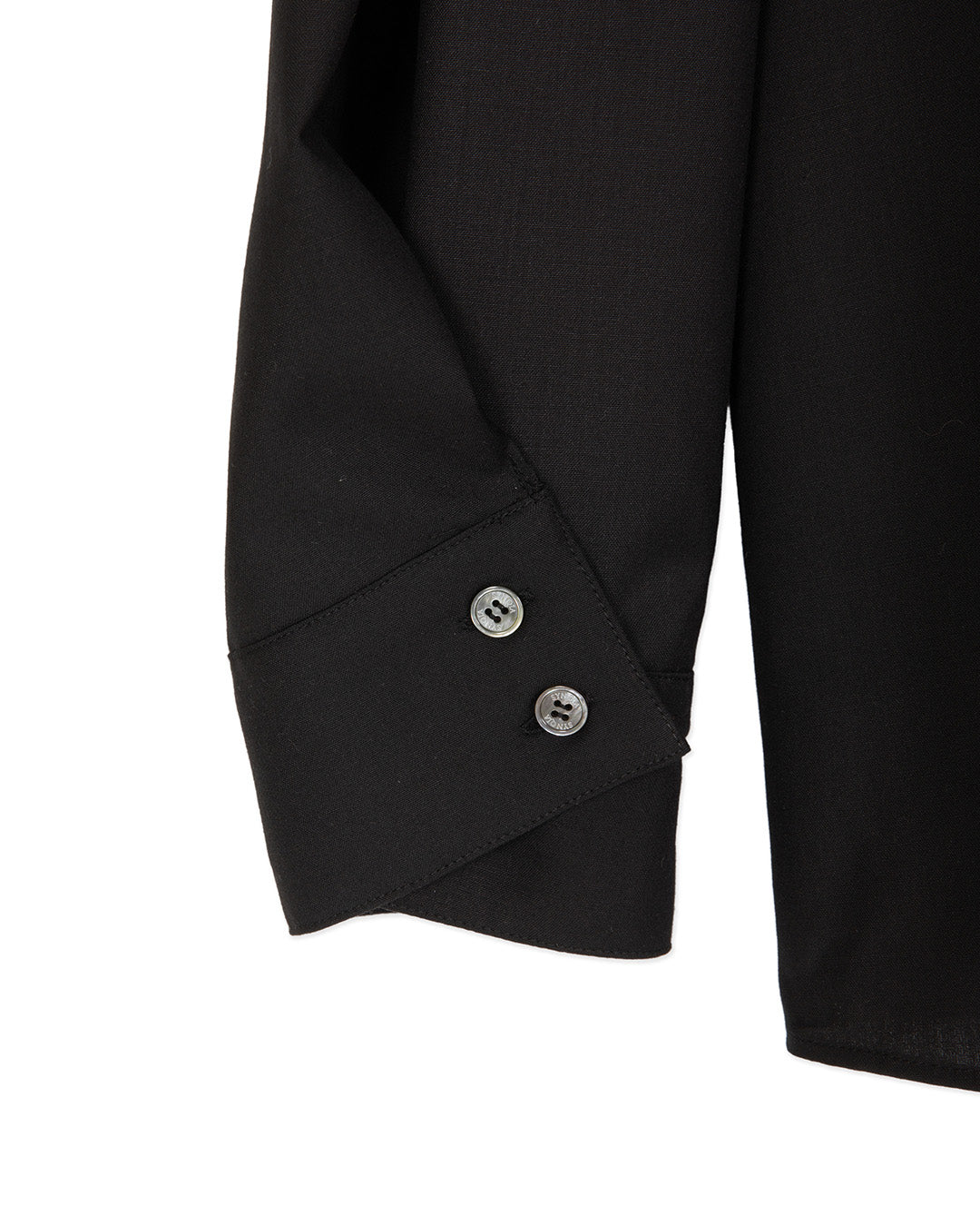 WOOL BLEND INVERTED PLEAT TAILORED SHIRTS-BLACK
