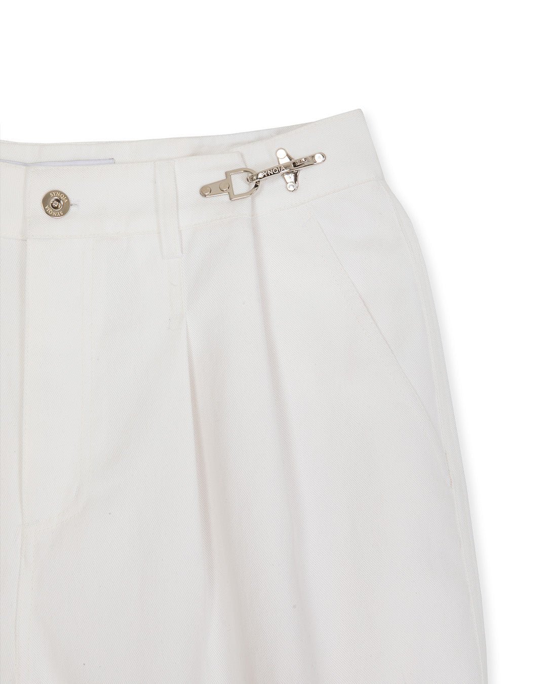 FIREMAN CLASP TWO-TUCK PANTS -WHITE