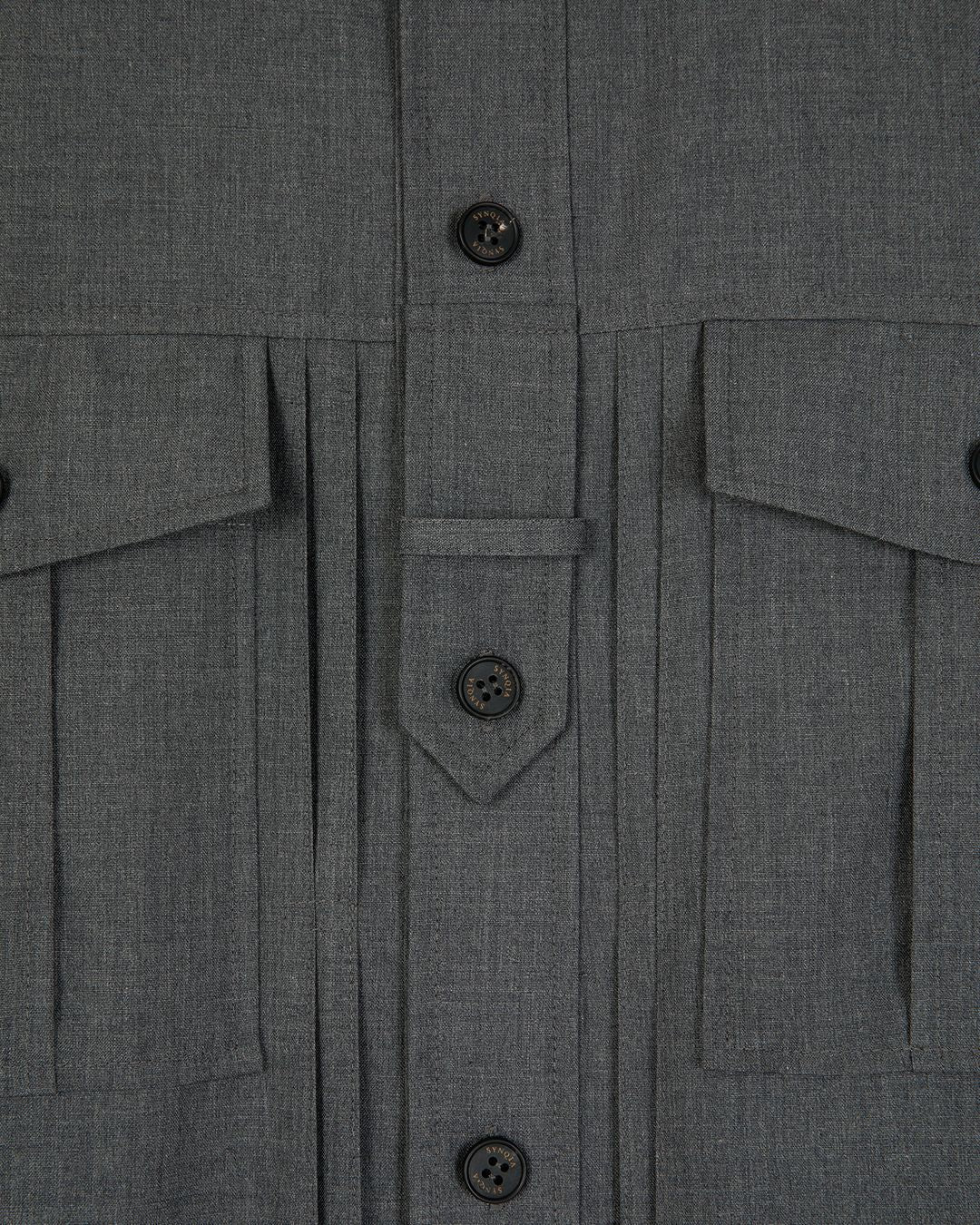 UTILITY PIN-TUCK HALF SLEEVE SHIRTS  -GREY