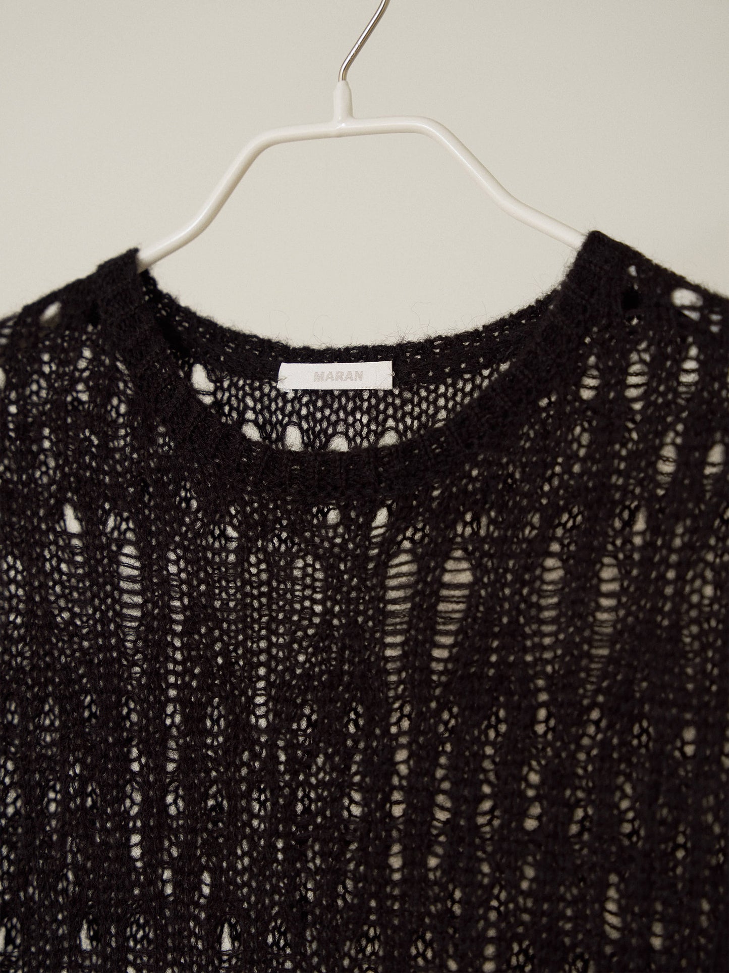 Mohair Punching Pullover-Black