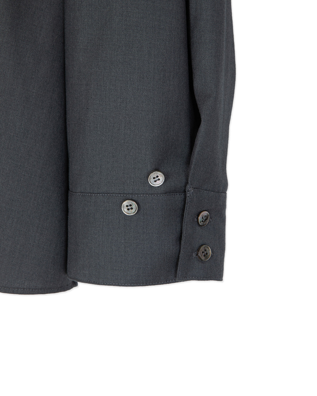 WOOL BLEND INVERTED PLEAT TAILORED SHIRTS -CHARCOAL