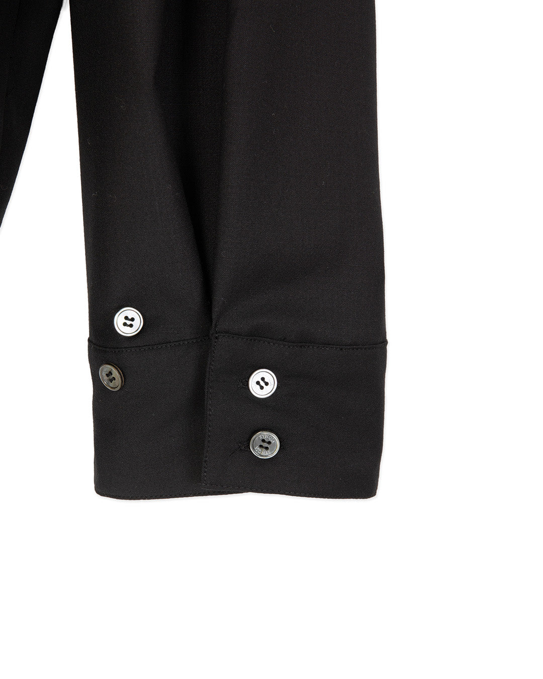 WOOL BLEND INVERTED PLEAT TAILORED SHIRTS-BLACK