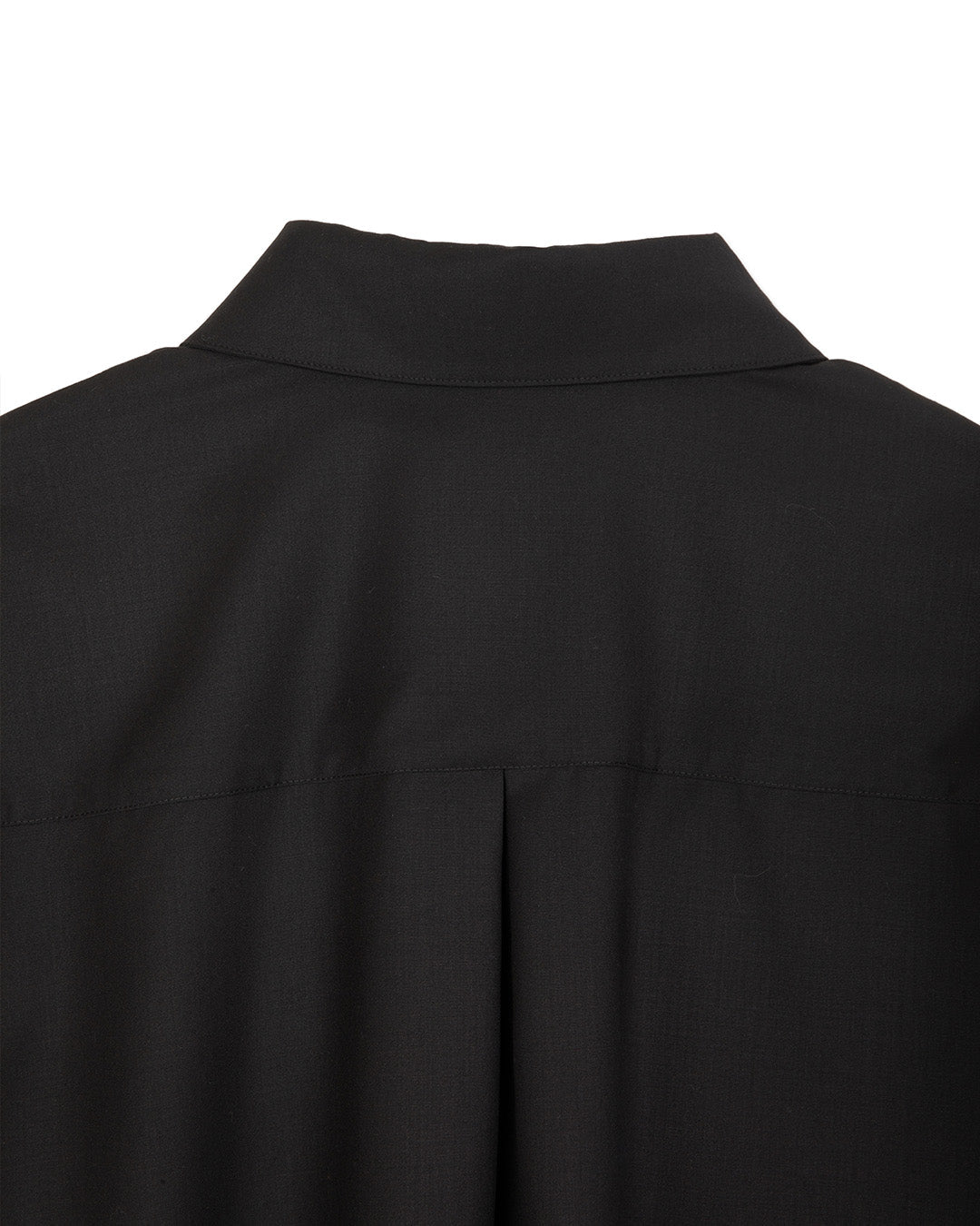 WOOL BLEND INVERTED PLEAT TAILORED SHIRTS-BLACK