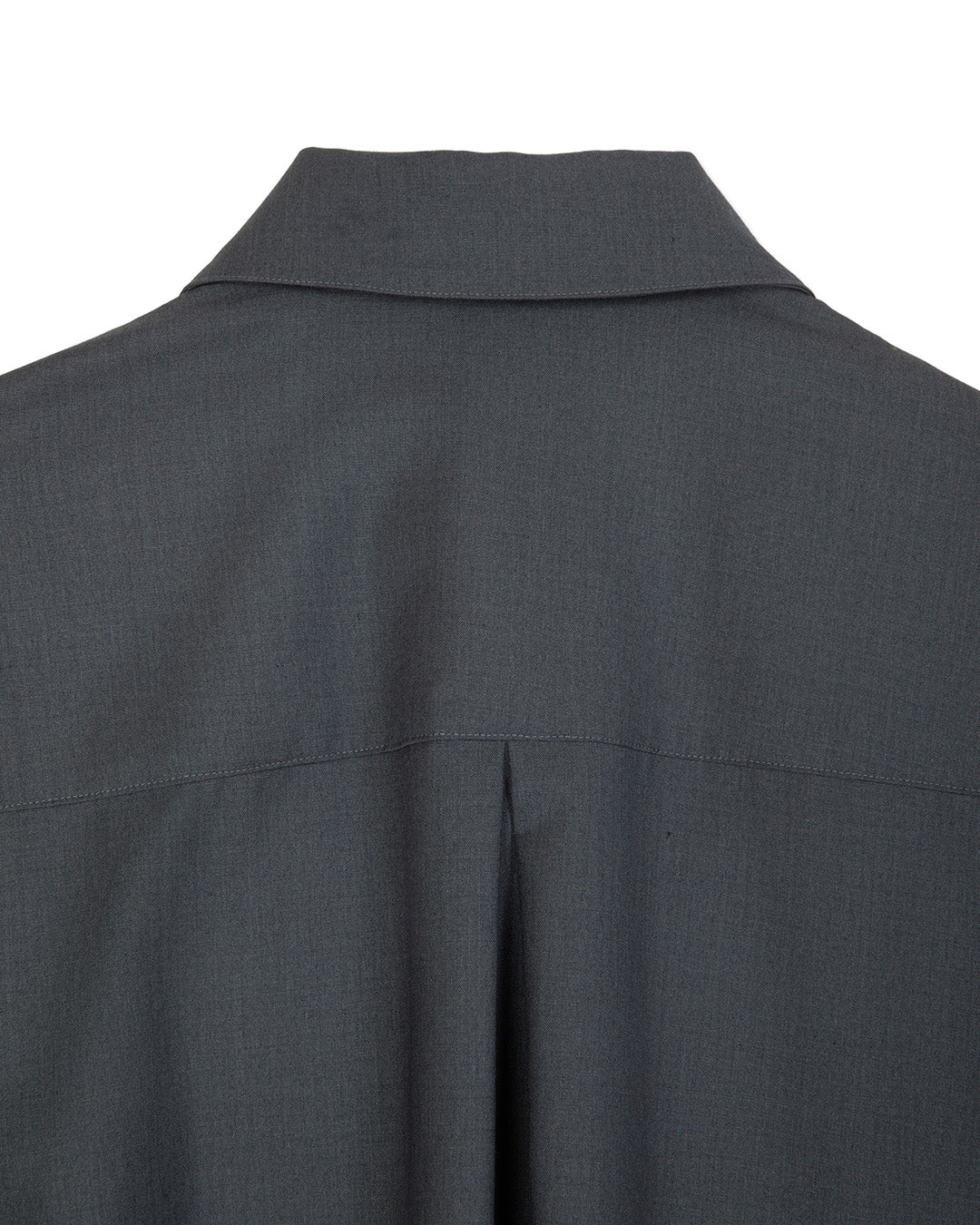 WOOL BLEND INVERTED PLEAT TAILORED SHIRTS -CHARCOAL