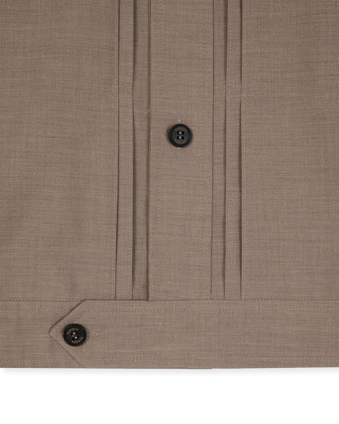 UTILITY PIN-TUCK HALF SLEEVE SHIRTS  BROWN