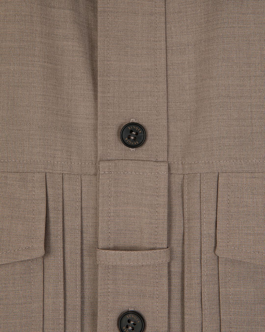 UTILITY PIN-TUCK HALF SLEEVE SHIRTS  BROWN