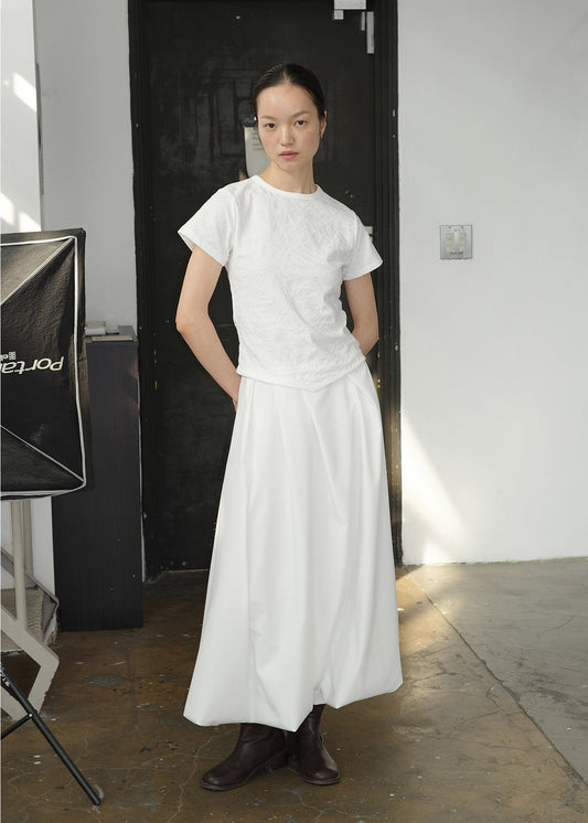 BALLOON MAXI SKIRT -WHITE