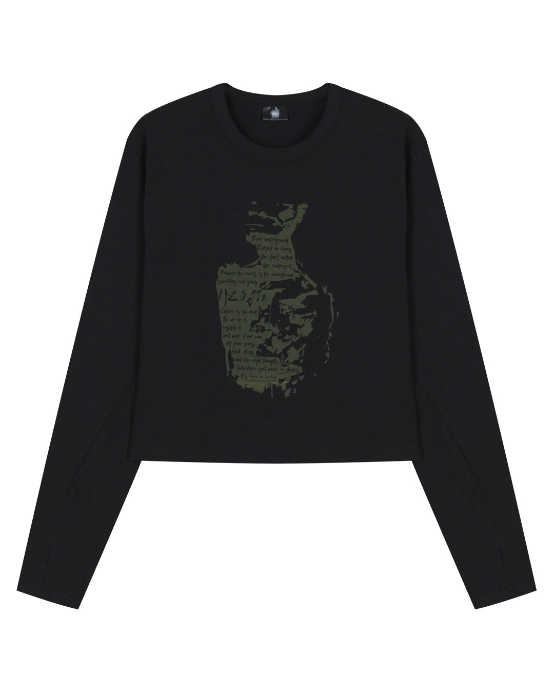 Scripted Face Crop Long Sleeve_Black