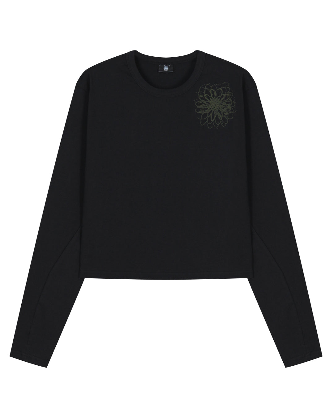 Distorted Flower Crop Long Sleeve_Black