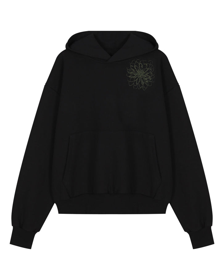 Distorted Flower Crop Hoodie_Black