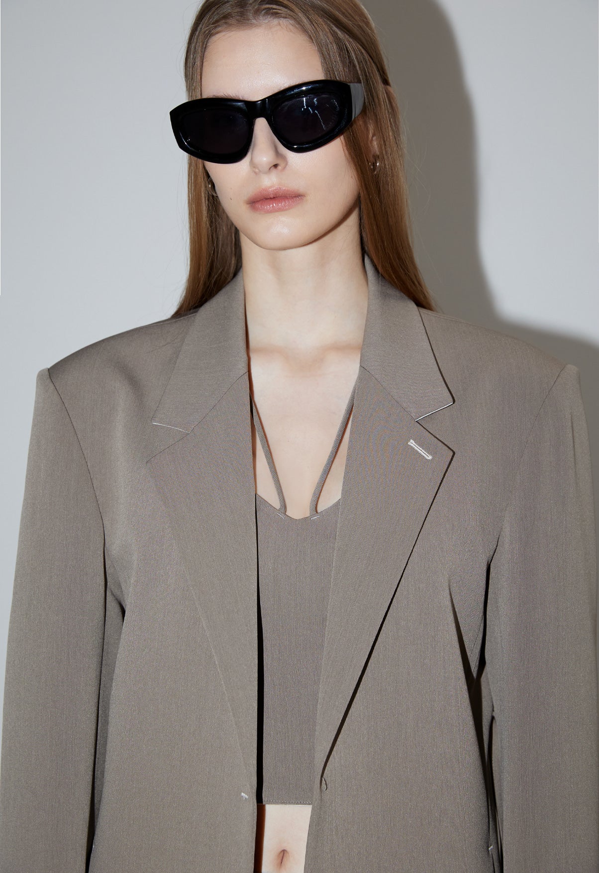 Ava Tailed Oversized Jacket-GRAY